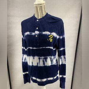 Polo Ralph Lauren longsleeve Fitted shirt Blue White M Vintage EUC